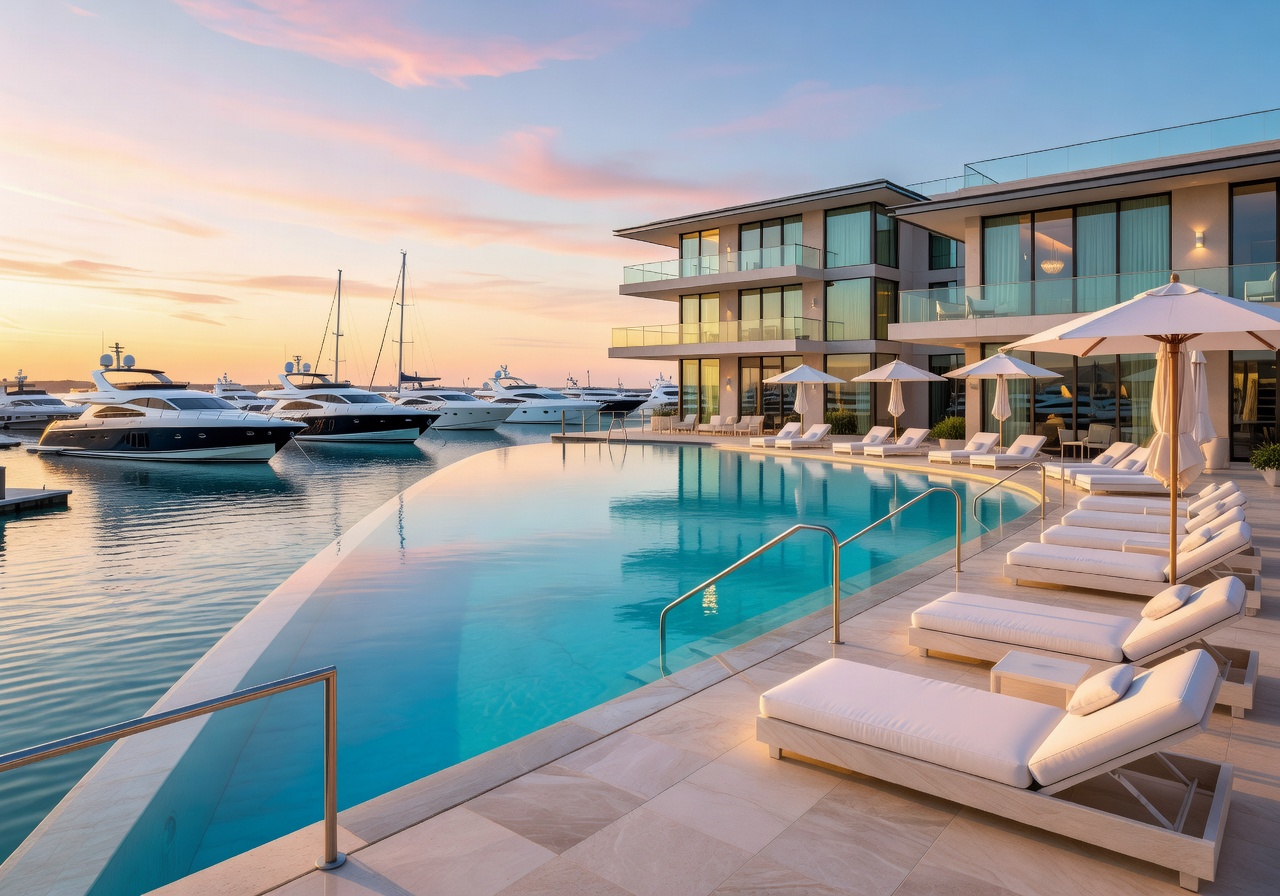 Infinity pool at marina luxury hotel